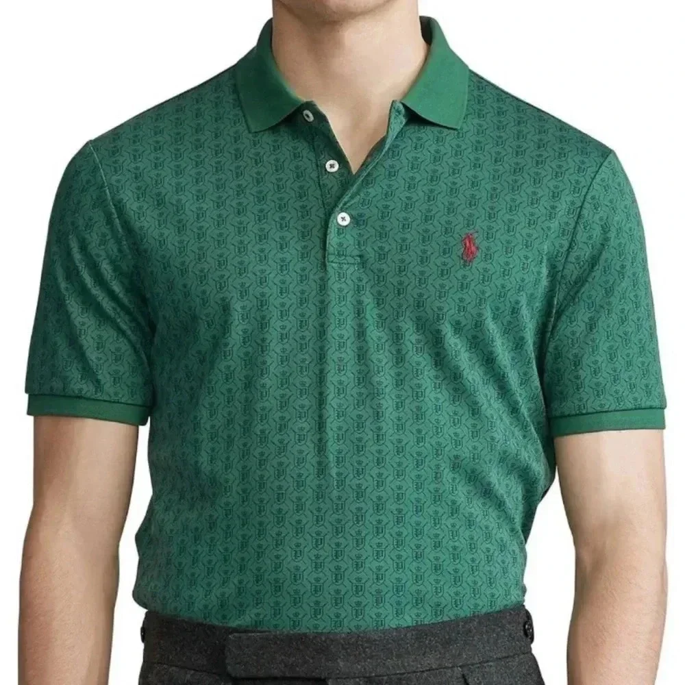 Polo Ralph Lauren Mens Polo Green Crest all over print size Large classic fit